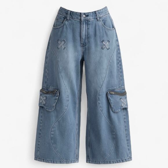 Aelfric Eden y2k Baggy Wide Leg Jeans Size Medium x 32 Skater Streetwear Grunge - Picture 1 of 10